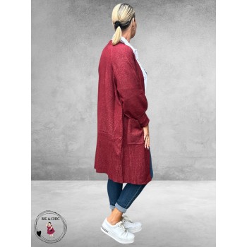 NO.1 BY OX Cardigan Long Ballonmouw Syrah Red