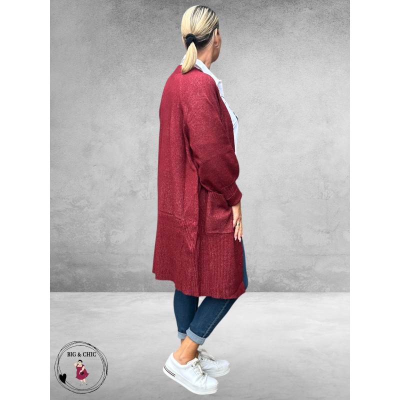 NO.1 BY OX Cardigan Long Ballonmouw Syrah Red