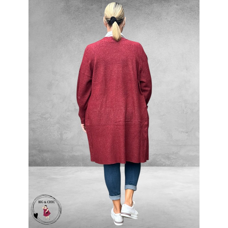 NO.1 BY OX Cardigan Long Ballonmouw Syrah Red