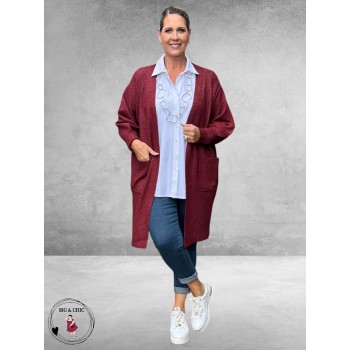 NO.1 BY OX Cardigan Long Ballonmouw Syrah Red