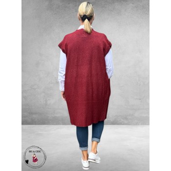 NO.1 BY OX Cardigan Mouwloos Syrah Red