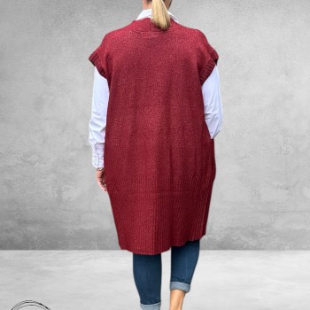 NO.1 BY OX Cardigan Mouwloos Syrah Red