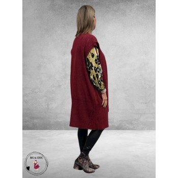 NO.1 BY OX Cardigan Mouwloos Syrah Red