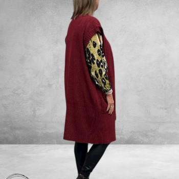 NO.1 BY OX Cardigan Mouwloos Syrah Red