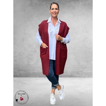 NO.1 BY OX Cardigan Mouwloos Syrah Red