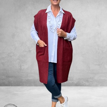 NO.1 BY OX Cardigan Mouwloos Syrah Red