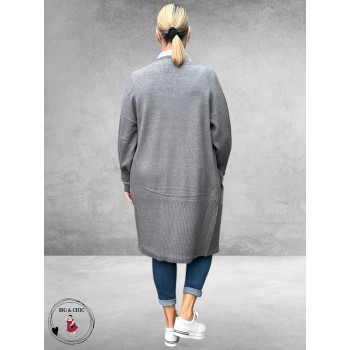 NO.1 BY OX Cardigan Long Ballonmouw Dark Grey Melange
