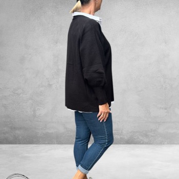 NO.1 BY OX Trui V-Hals Black