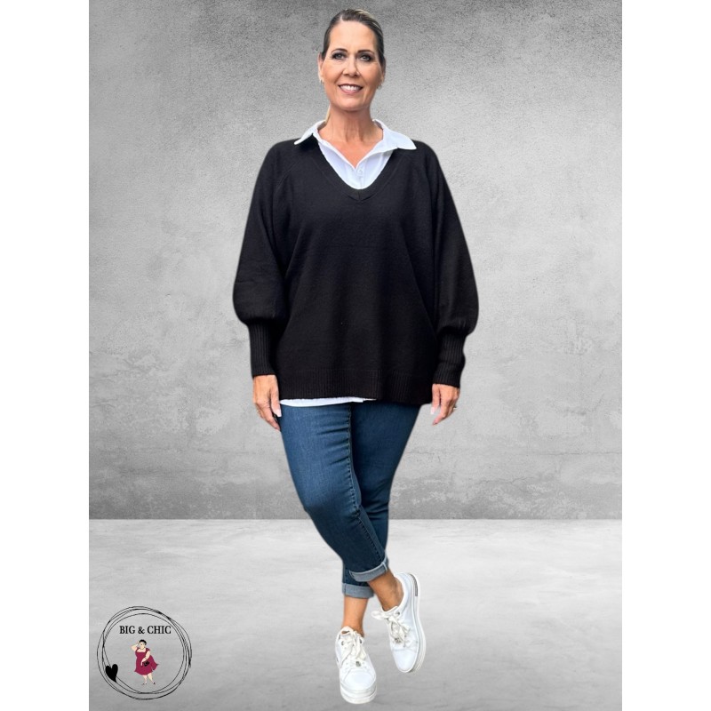 NO.1 BY OX Trui V-Hals Black