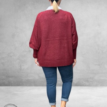 NO.1 BY OX Trui V-Hals Syrah Red