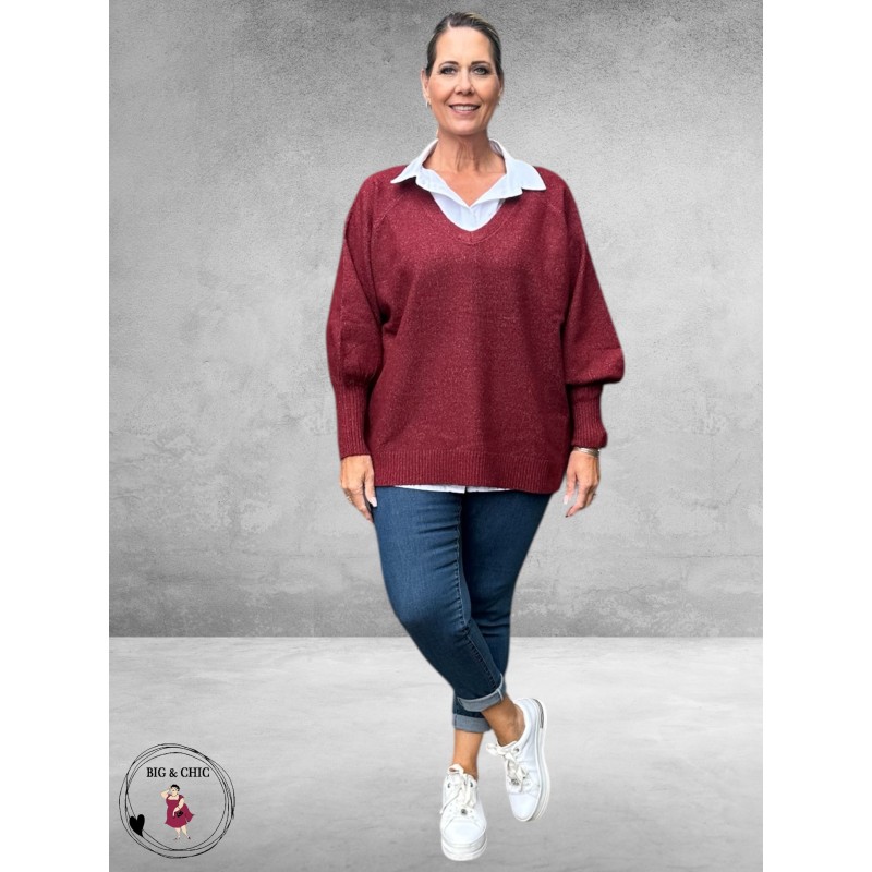 NO.1 BY OX Trui V-Hals Syrah Red