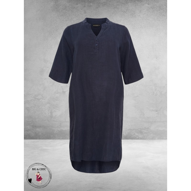 No.1 By OX Tuniek-Jurk Linnen Dark Navy Blue