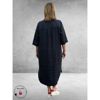 No.1 By OX Tuniek-Jurk Linnen Dark Navy Blue