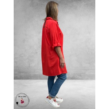 No.1 by OX Longblouse – Tijdloze Klassieker Tomato Red