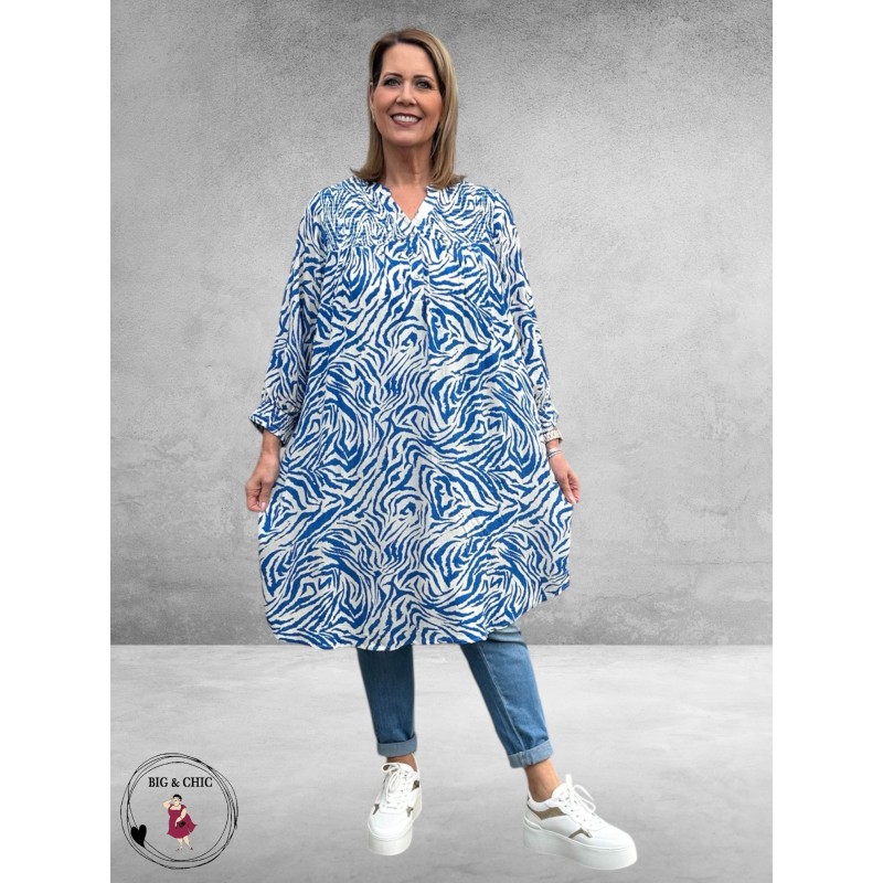 NO.1 By OX Jurk Smock Blauw-Wit 