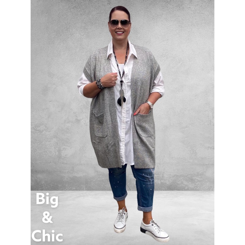 NO.1 BY OX Cardigan Mouwloos Clear Blue