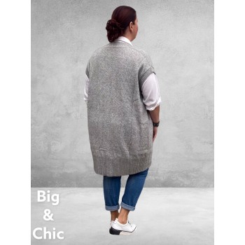 NO.1 BY OX Cardigan Mouwloos Mocca Brown