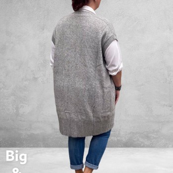 NO.1 BY OX Cardigan Mouwloos Mocca Brown