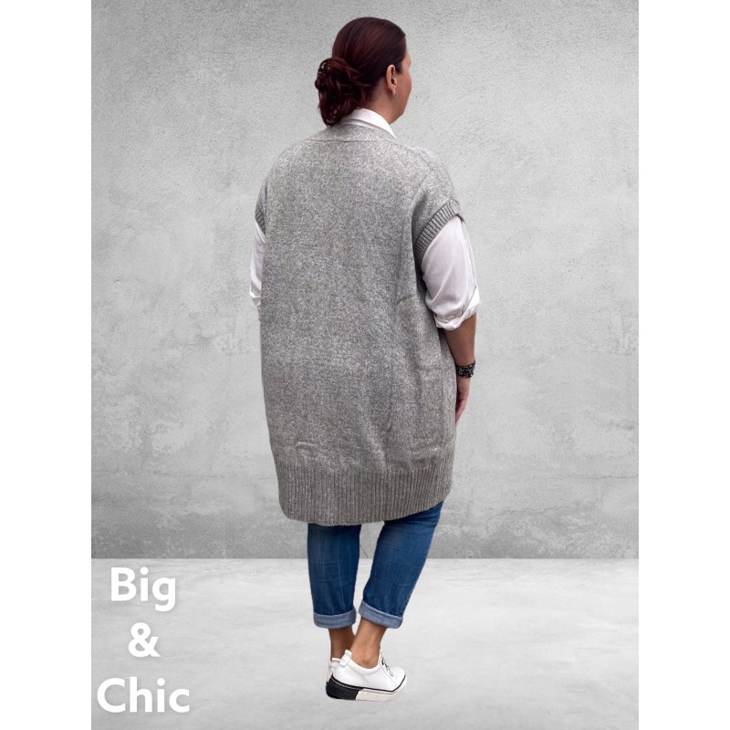 NO.1 BY OX Cardigan Mouwloos Mocca Brown