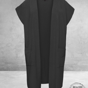 NO.1 BY OX Cardigan Mouwloos MERMAID ZWART