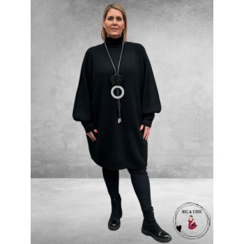 No.1 By OX Gebreide Tuniek Jurk Light Grey Melange