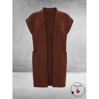 NO.1 BY OX Cardigan Mouwloos Mocca Brown