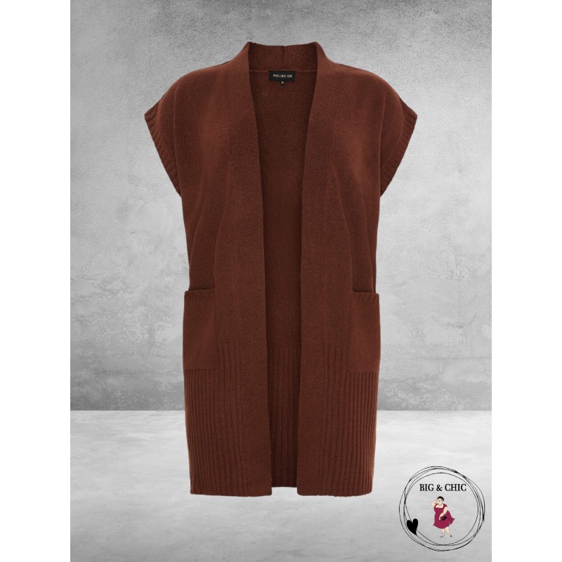 NO.1 BY OX Cardigan Mouwloos Mocca Brown