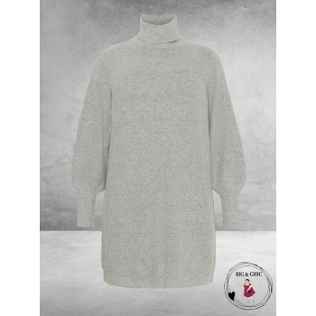 No.1 By OX Gebreide Tuniek Jurk Light Grey Melange