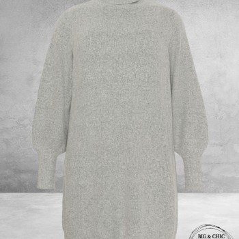 No.1 By OX Gebreide Tuniek Jurk Light Grey Melange