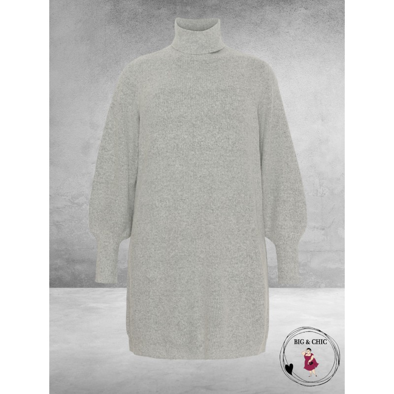 No.1 By OX Gebreide Tuniek Jurk Light Grey Melange
