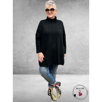 No.1 By OX Gebreide Poncho-Trui Zwart