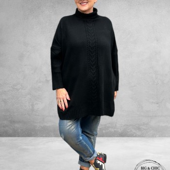 No.1 By OX Gebreide Poncho-Trui Zwart