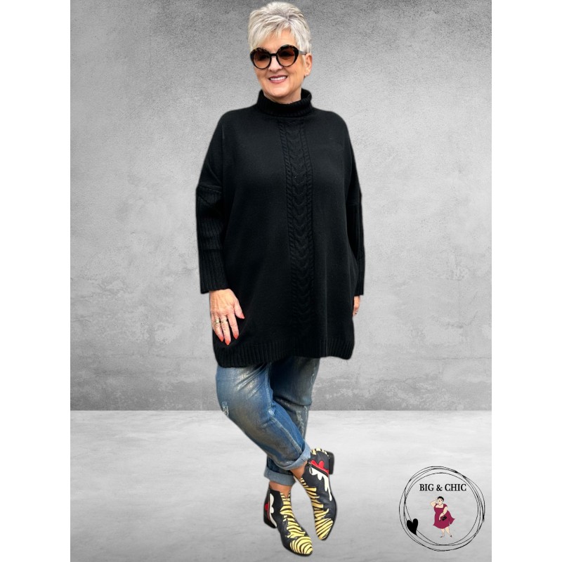 No.1 By OX Gebreide Poncho-Trui Zwart
