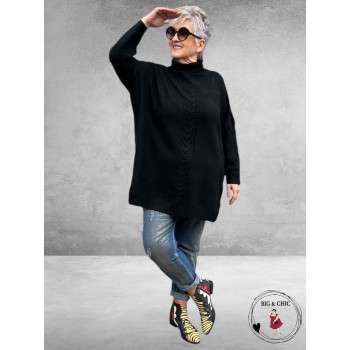 No.1 By OX Gebreide Poncho-Trui Zwart