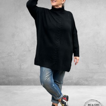 No.1 By OX Gebreide Poncho-Trui Zwart