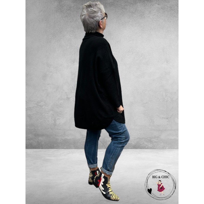 No.1 By OX Gebreide Poncho-Trui Zwart