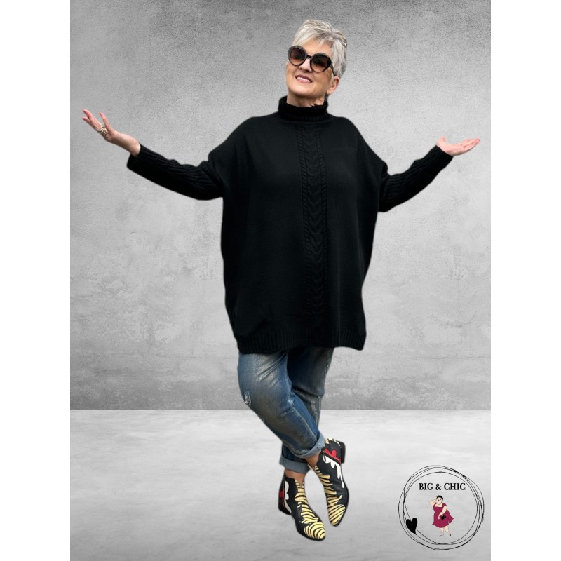 No.1 By OX Gebreide Poncho-Trui Zwart