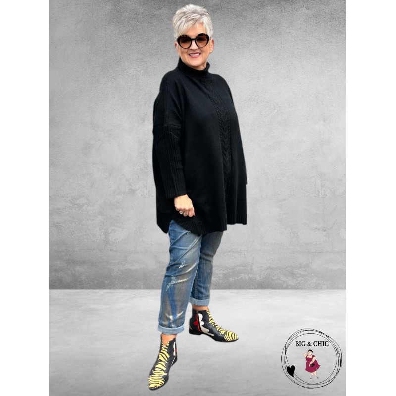 No.1 By OX Gebreide Poncho-Trui Zwart