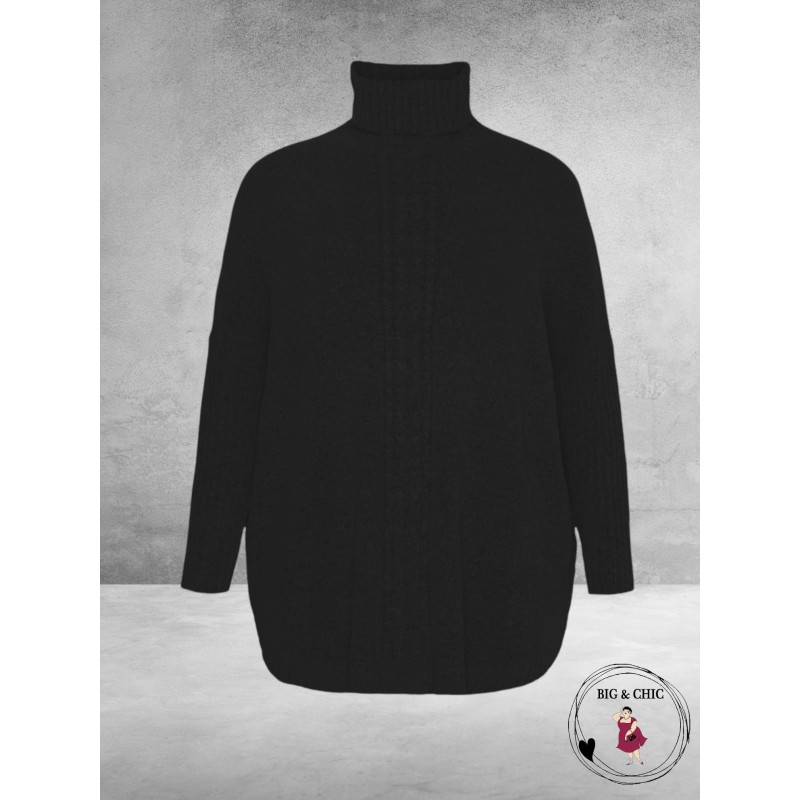 No.1 By OX Gebreide Poncho-Trui Zwart