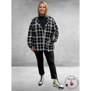 NO.1 BY OX Vest/jasje Geruit Zwart/Wit