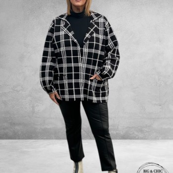 NO.1 BY OX Vest/jasje Geruit Zwart/Wit