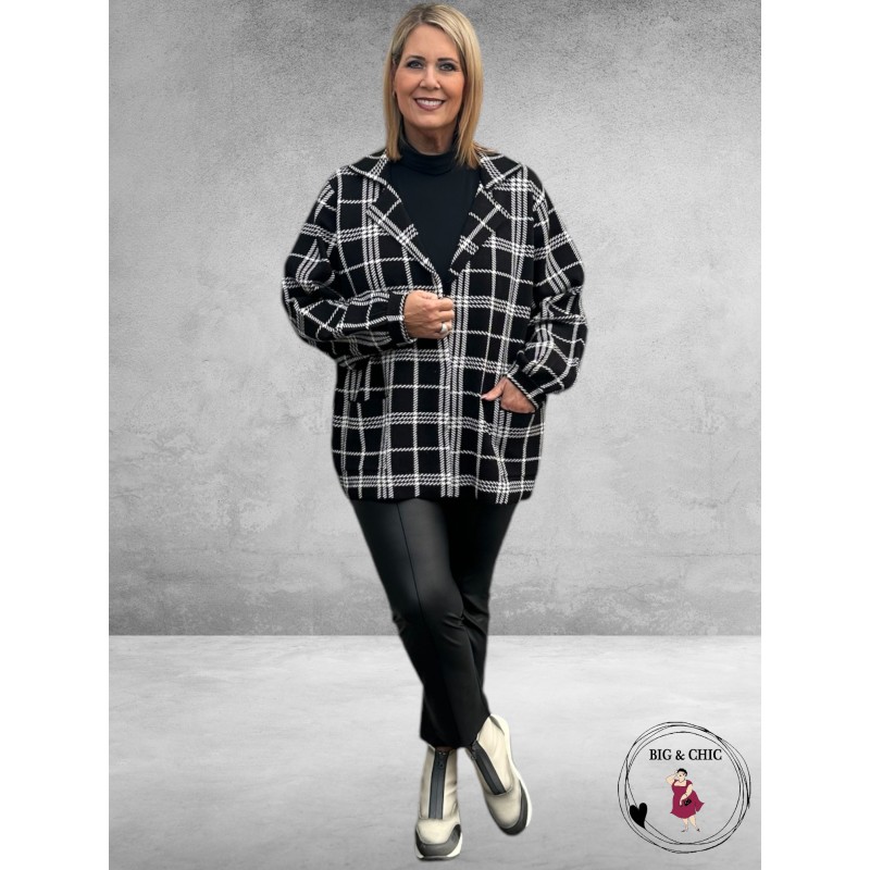 NO.1 BY OX Vest/jasje Geruit Zwart/Wit