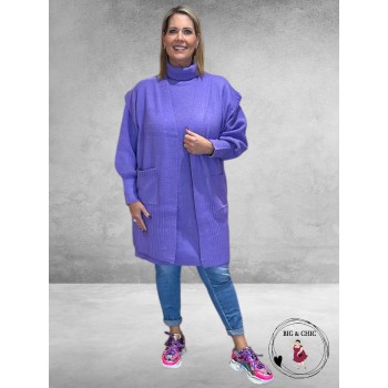 NO.1 BY OX Cardigan Mouwloos Paisley Purple