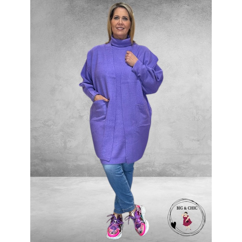 NO.1 BY OX Cardigan Mouwloos Paisley Purple