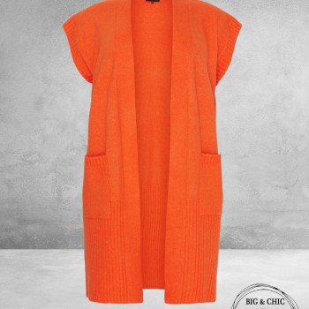 NO.1 BY OX Cardigan Mouwloos Flower Oranje