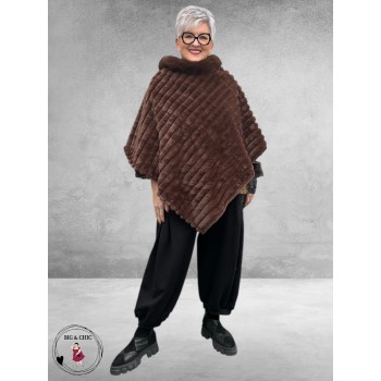 BG Poncho Fake Fur Bruin