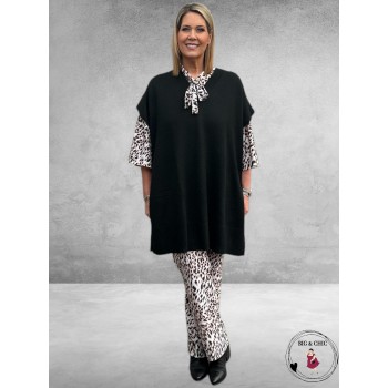 Only-M Pantalon Travel  LEOPARD Wit/Zwart Beige