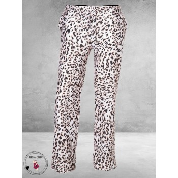 Only-M Pantalon Travel  LEOPARD Wit/Zwart Beige