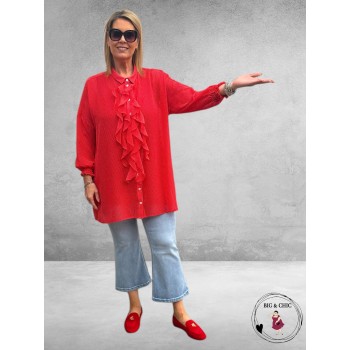 Only-M Crepon Roezel Blouse Rood