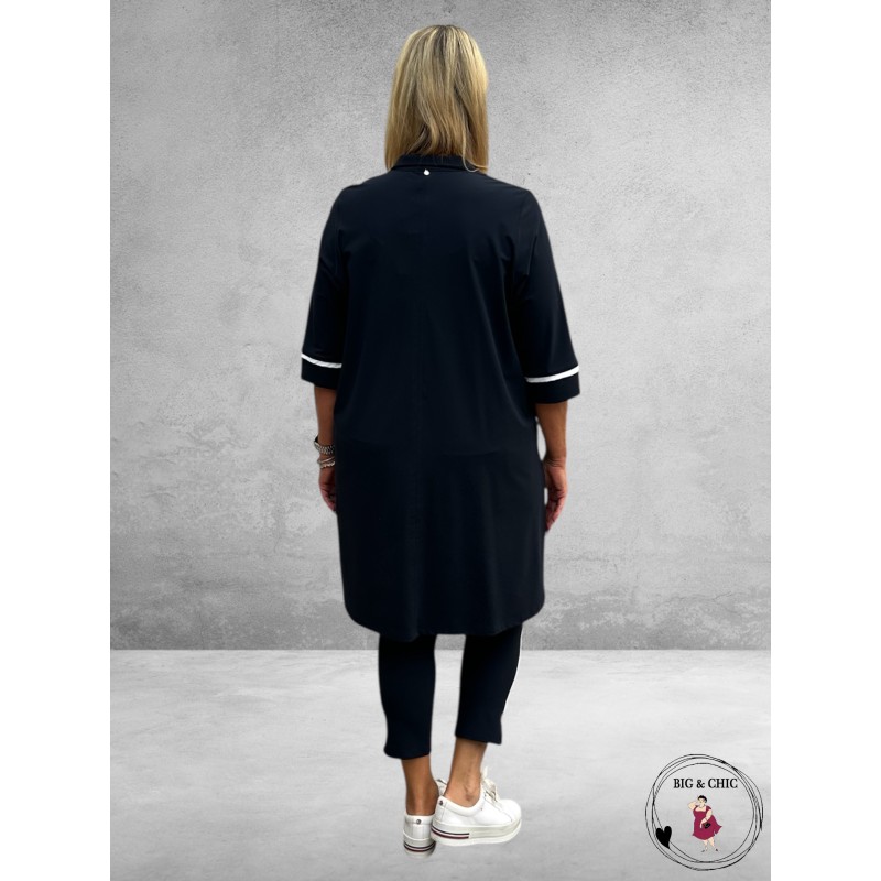 Only-M Sporty Travel Pique Broek 7/8 Navy/Piping